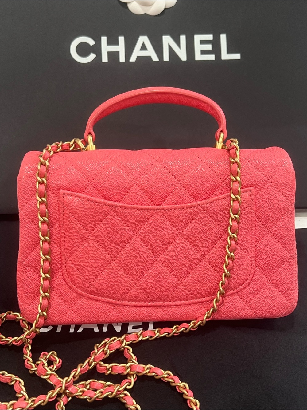 Chanel Classic Caviar Pink Mini rectangular Flap Bag - Picture 6 of 11